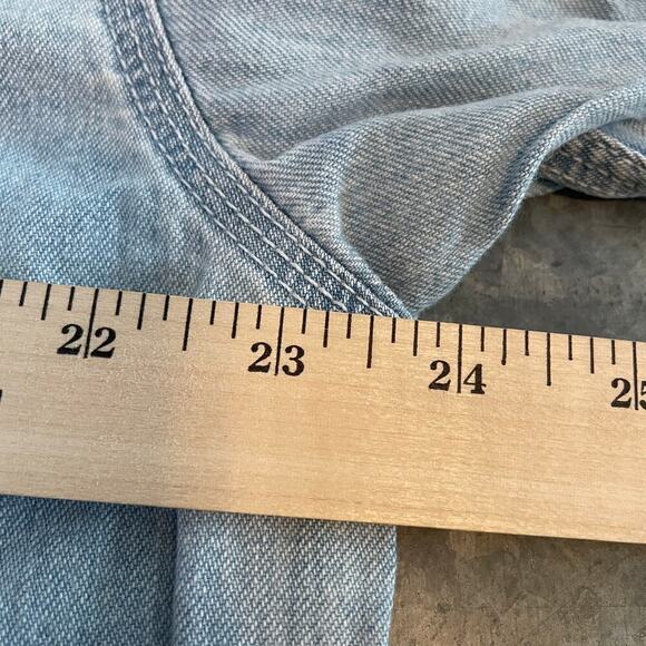 Vintage Western Denim Jean Shirt Womens Medium Pres De Chamonix Dad Grunge 90s - Picture 12 of 13